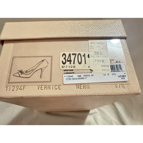 Auth Prada Black Patent Leather Heels Women’s Gorgeous Pumps Size 37.5-New - Picture 16 of 16